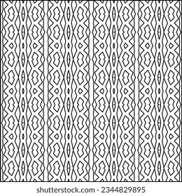 Abstract background with figures from lines. black and white pattern for web page, textures, card, poster, fabric, textile. Monochrome graphic repeating design.