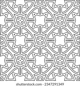 Abstract background with figures from lines. black and white pattern for web page, textures, card, poster, fabric, textile. Monochrome graphic repeating design.