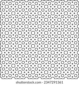 Abstract background with figures from lines. black and white pattern for web page, textures, card, poster, fabric, textile. Monochrome graphic repeating design.
