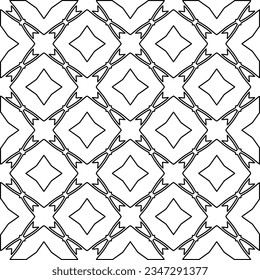 Abstract background with figures from lines. black and white pattern for web page, textures, card, poster, fabric, textile. Monochrome graphic repeating design.