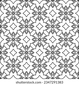 Abstract background with figures from lines. black and white pattern for web page, textures, card, poster, fabric, textile. Monochrome graphic repeating design.