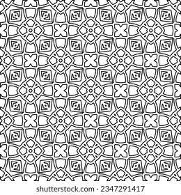 Abstract background with figures from lines. black and white pattern for web page, textures, card, poster, fabric, textile. Monochrome graphic repeating design.