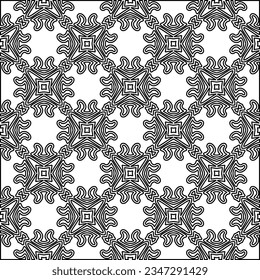 Abstract background with figures from lines. black and white pattern for web page, textures, card, poster, fabric, textile. Monochrome graphic repeating design.