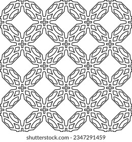 Abstract background with figures from lines. black and white pattern for web page, textures, card, poster, fabric, textile. Monochrome graphic repeating design.