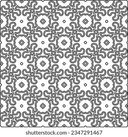 Abstract background with figures from lines. black and white pattern for web page, textures, card, poster, fabric, textile. Monochrome graphic repeating design.