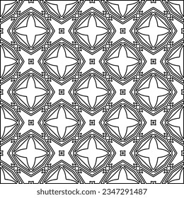 Abstract background with figures from lines. black and white pattern for web page, textures, card, poster, fabric, textile. Monochrome graphic repeating design.