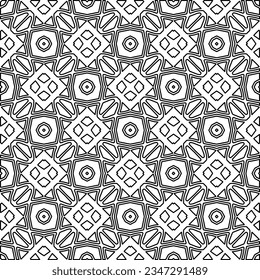 Abstract background with figures from lines. black and white pattern for web page, textures, card, poster, fabric, textile. Monochrome graphic repeating design.