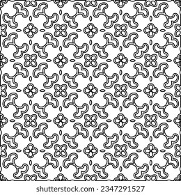 Abstract background with figures from lines. black and white pattern for web page, textures, card, poster, fabric, textile. Monochrome graphic repeating design.