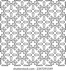Abstract background with figures from lines. black and white pattern for web page, textures, card, poster, fabric, textile. Monochrome graphic repeating design.