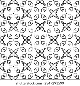 Abstract background with figures from lines. black and white pattern for web page, textures, card, poster, fabric, textile. Monochrome graphic repeating design.