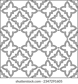 Abstract background with figures from lines. black and white pattern for web page, textures, card, poster, fabric, textile. Monochrome graphic repeating design.