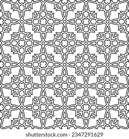 Abstract background with figures from lines. black and white pattern for web page, textures, card, poster, fabric, textile. Monochrome graphic repeating design.