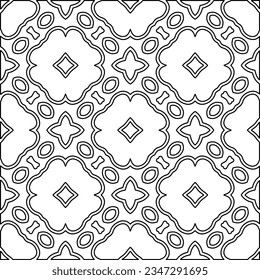 Abstract background with figures from lines. black and white pattern for web page, textures, card, poster, fabric, textile. Monochrome graphic repeating design.