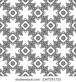 Abstract background with figures from lines. black and white pattern for web page, textures, card, poster, fabric, textile. Monochrome graphic repeating design.