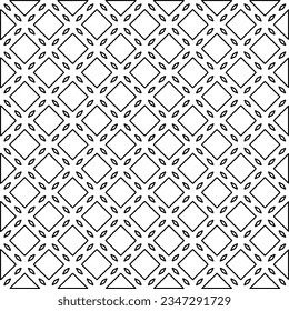 Abstract background with figures from lines. black and white pattern for web page, textures, card, poster, fabric, textile. Monochrome graphic repeating design.