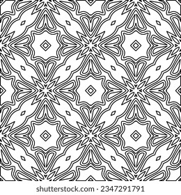 Abstrakter Hintergrund mit Figuren aus Linien. schwarz-weißes Muster für Webseiten, Texturen, Karten, Poster, Stoff, Textilien. Monochrome grafische Wiederholungsdesign.