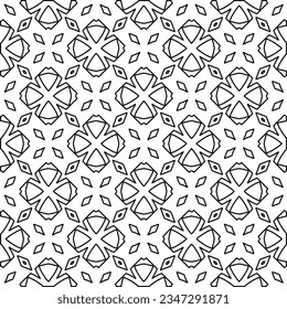 Abstract background with figures from lines. black and white pattern for web page, textures, card, poster, fabric, textile. Monochrome graphic repeating design.