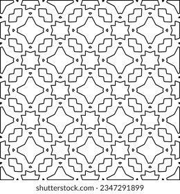 Abstract background with figures from lines. black and white pattern for web page, textures, card, poster, fabric, textile. Monochrome graphic repeating design.