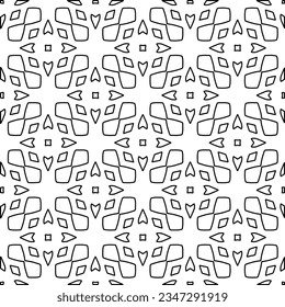 Abstract background with figures from lines. black and white pattern for web page, textures, card, poster, fabric, textile. Monochrome graphic repeating design.
