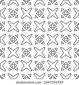 Abstract background with figures from lines. black and white pattern for web page, textures, card, poster, fabric, textile. Monochrome graphic repeating design.