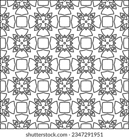 Abstract background with figures from lines. black and white pattern for web page, textures, card, poster, fabric, textile. Monochrome graphic repeating design.