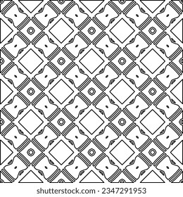 Abstract background with figures from lines. black and white pattern for web page, textures, card, poster, fabric, textile. Monochrome graphic repeating design.