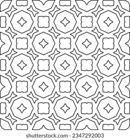 Abstract background with figures from lines. black and white pattern for web page, textures, card, poster, fabric, textile. Monochrome graphic repeating design.