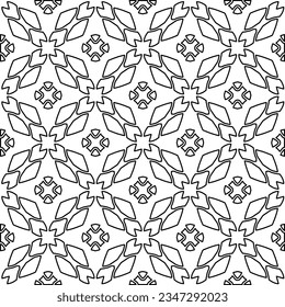 Abstract background with figures from lines. black and white pattern for web page, textures, card, poster, fabric, textile. Monochrome graphic repeating design.