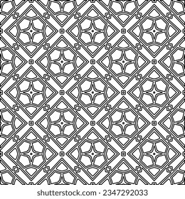 Abstract background with figures from lines. black and white pattern for web page, textures, card, poster, fabric, textile. Monochrome graphic repeating design.