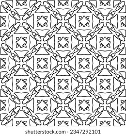 Abstract background with figures from lines. black and white pattern for web page, textures, card, poster, fabric, textile. Monochrome graphic repeating design.