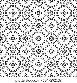 Abstract background with figures from lines. black and white pattern for web page, textures, card, poster, fabric, textile. Monochrome graphic repeating design.