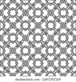 Abstrakter Hintergrund mit Figuren aus Linien. schwarz-weißes Muster für Webseiten, Texturen, Karten, Poster, Stoff, Textilien. Monochrome grafische Wiederholungsdesign.