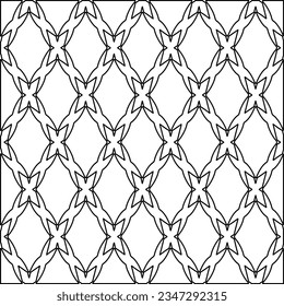 Abstract background with figures from lines. black and white pattern for web page, textures, card, poster, fabric, textile. Monochrome graphic repeating design.