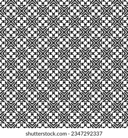 Abstract background with figures from lines. black and white pattern for web page, textures, card, poster, fabric, textile. Monochrome graphic repeating design.