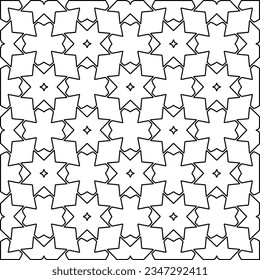 Abstract background with figures from lines. black and white pattern for web page, textures, card, poster, fabric, textile. Monochrome graphic repeating design.