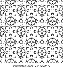 Abstract background with figures from lines. black and white pattern for web page, textures, card, poster, fabric, textile. Monochrome graphic repeating design.