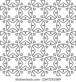 Abstract background with figures from lines. black and white pattern for web page, textures, card, poster, fabric, textile. Monochrome graphic repeating design.