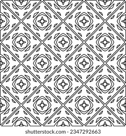 Abstract background with figures from lines. black and white pattern for web page, textures, card, poster, fabric, textile. Monochrome graphic repeating design.