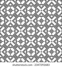 Abstract background with figures from lines. black and white pattern for web page, textures, card, poster, fabric, textile. Monochrome graphic repeating design.