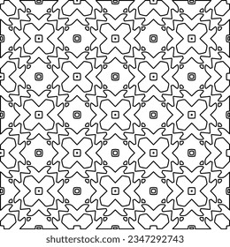 Abstract background with figures from lines. black and white pattern for web page, textures, card, poster, fabric, textile. Monochrome graphic repeating design.