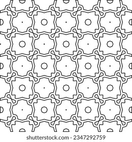 Abstract background with figures from lines. black and white pattern for web page, textures, card, poster, fabric, textile. Monochrome graphic repeating design.