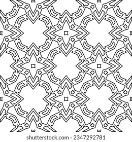 Abstrakter Hintergrund mit Figuren aus Linien. schwarz-weißes Muster für Webseiten, Texturen, Karten, Poster, Stoff, Textilien. Monochrome grafische Wiederholungsdesign.