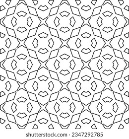 Abstrakter Hintergrund mit Figuren aus Linien. schwarz-weißes Muster für Webseiten, Texturen, Karten, Poster, Stoff, Textilien. Monochrome grafische Wiederholungsdesign.