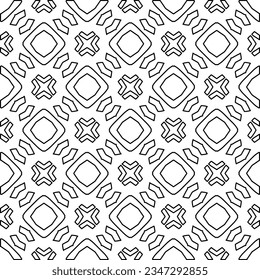 Abstract background with figures from lines. black and white pattern for web page, textures, card, poster, fabric, textile. Monochrome graphic repeating design.