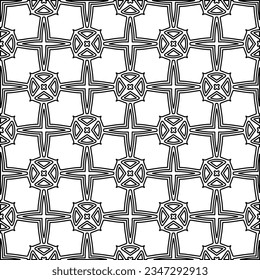 Abstract background with figures from lines. black and white pattern for web page, textures, card, poster, fabric, textile. Monochrome graphic repeating design.