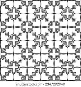 Abstrakter Hintergrund mit Figuren aus Linien. schwarz-weißes Muster für Webseiten, Texturen, Karten, Poster, Stoff, Textilien. Monochrome grafische Wiederholungsdesign.