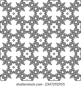 Abstract background with figures from lines. black and white pattern for web page, textures, card, poster, fabric, textile. Monochrome graphic repeating design.
