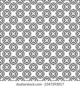 Abstract background with figures from lines. black and white pattern for web page, textures, card, poster, fabric, textile. Monochrome graphic repeating design.