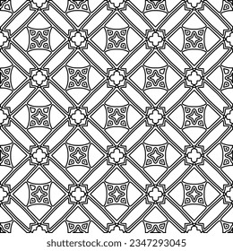 Abstract background with figures from lines. black and white pattern for web page, textures, card, poster, fabric, textile. Monochrome graphic repeating design.