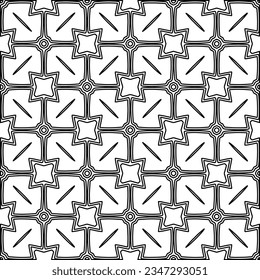 Abstract background with figures from lines. black and white pattern for web page, textures, card, poster, fabric, textile. Monochrome graphic repeating design.